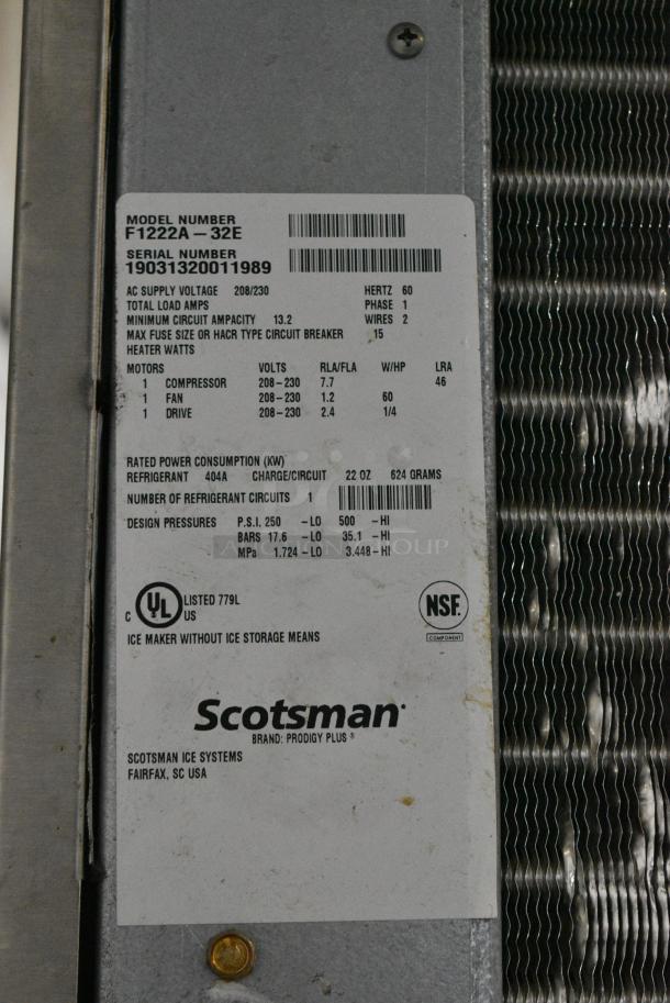 2019 Scotsman F1222A-32E Stainless Steel Commercial Ice Head on Commercial Ice Bin w/ Gray Poly Ice Cart. 208/230 Volts, 1 Phase. - Image 5 of 5