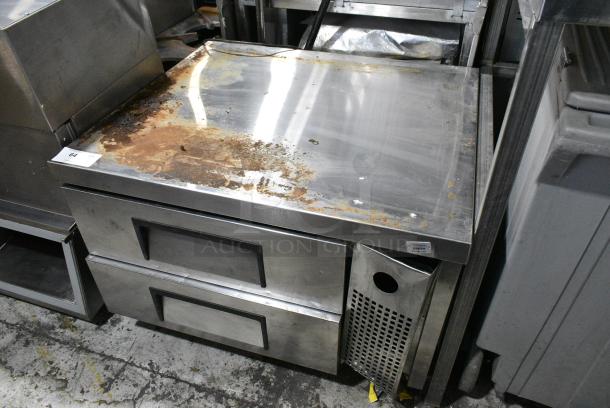 True TRCB-36 Stainless Steel Commercial 2 Drawer Chef Base on Commercial Casters. 115 Volts, 1 Phase. Tested and Powers On But Does Not Get Cold - Image 1 of 4