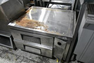 True TRCB-36 Stainless Steel Commercial 2 Drawer Chef Base on Commercial Casters. 115 Volts, 1 Phase. Tested and Powers On But Does Not Get Cold