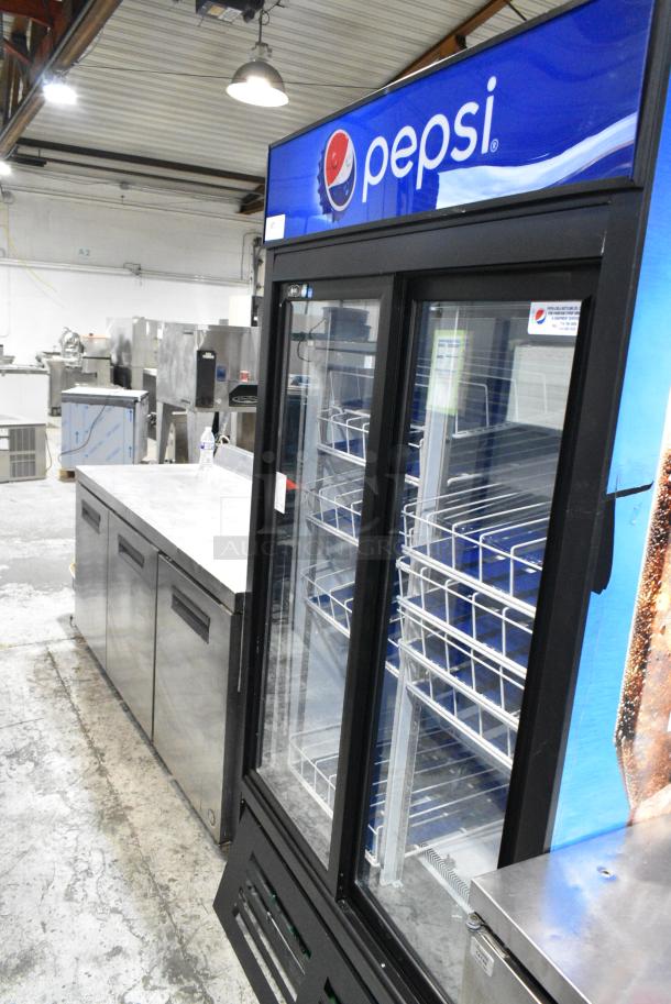 QBD CD38-HC Metal Commercial 2 Door Reach In Cooler Merchandiser w/ Poly Coated Racks. 115 Volts, 1 Phase. Tested and Powers On But Does Not Get Cold - Image 2 of 6