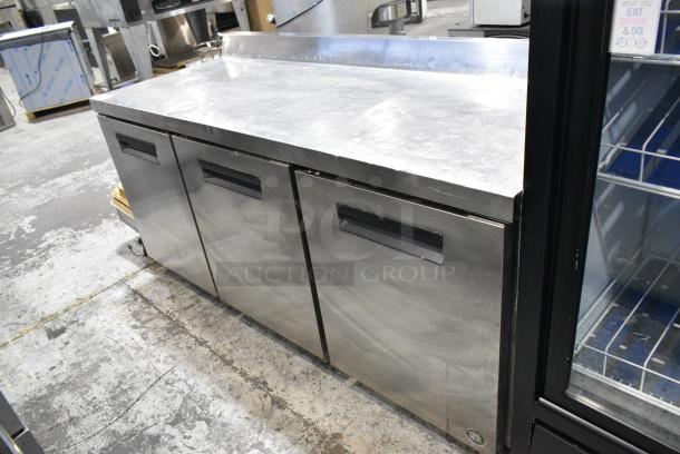 Hoshizaki CRMR72-W Stainless Steel Commercial 3 Door Work Top Cooler on Commercial Casters. 115 Volts, 1 Phase. Tested and Working! - Image 1 of 7