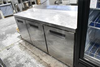 Hoshizaki CRMR72-W Stainless Steel Commercial 3 Door Work Top Cooler on Commercial Casters. 115 Volts, 1 Phase. Tested and Working!