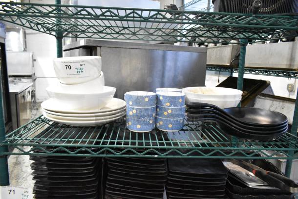 ALL ONE MONEY! Tier Lot of Various Items Including Ceramic Dishes and Metal Skillets. - Image 1 of 4