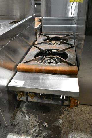 Stainless Steel Commercial Countertop Natural Gas Powered 2 Burner Range.