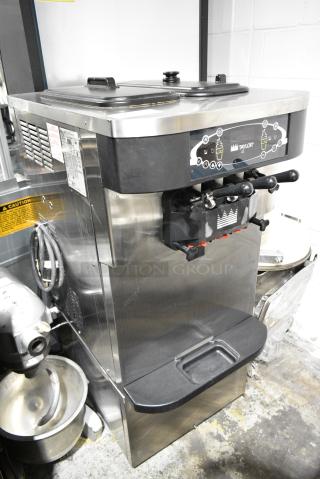 Taylor C723-33 Stainless Steel Commercial Floor Style Water Cooled 2 Flavor w/ Twist Soft Serve Ice Cream Machine. 208-230 Volts, 3 Phase.