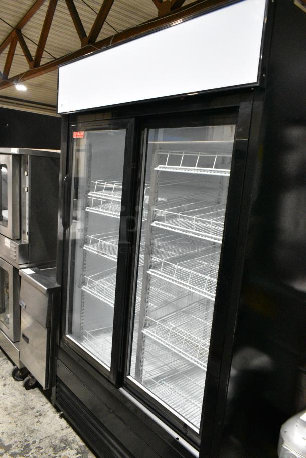 JDM-40SD Metal Commercial 2 Door Reach In Cooler Merchandiser w/ Poly Coated Racks on Commercial Casters. 115 Volts, 1 Phase. Tested and Powers On But Does Not Get Cold - Image 2 of 5