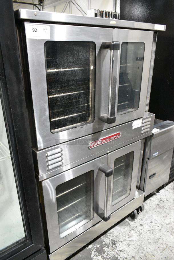 2 Southbend B-Series Stainless Steel Commercial Natural Gas Powered Full Size Convection Oven w/ View Through Doors, Metal Oven Racks and Thermostatic Controls on Commercial Casters. 2 Times Your Bid! - Image 1 of 6