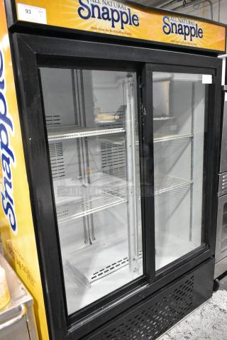 Universal Nolin MC1300S-1 Metal Commercial 2 Door Reach In Cooler Merchandiser w/ Poly Coated Racks. 115 Volts, 1 Phase. Tested and Working!