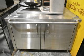 Stainless Steel Counter w/ 2 Doors on Commercial Casters.