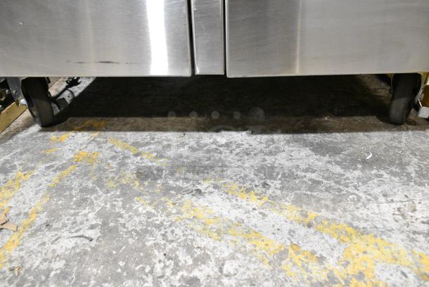 Stainless Steel Counter w/ 2 Doors on Commercial Casters. - Image 4 of 4