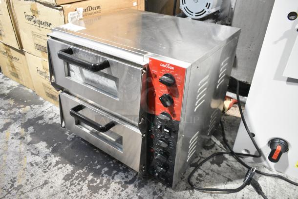 BRAND NEW SCRATCH AND DENT! 2024 Crosson CPO-320 Stainless Steel Commercial Countertop Electric Powered Double Stack Pizza Oven w/ Broken Cooking Stones. 120 Volts, 1 Phase. Tested and Working! - Image 2 of 5
