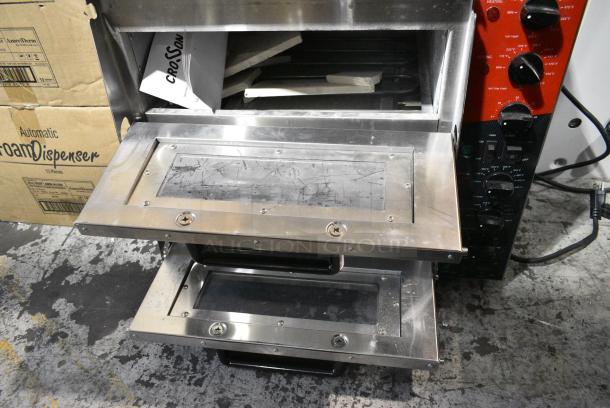 BRAND NEW SCRATCH AND DENT! 2024 Crosson CPO-320 Stainless Steel Commercial Countertop Electric Powered Double Stack Pizza Oven w/ Broken Cooking Stones. 120 Volts, 1 Phase. Tested and Working! - Image 3 of 5