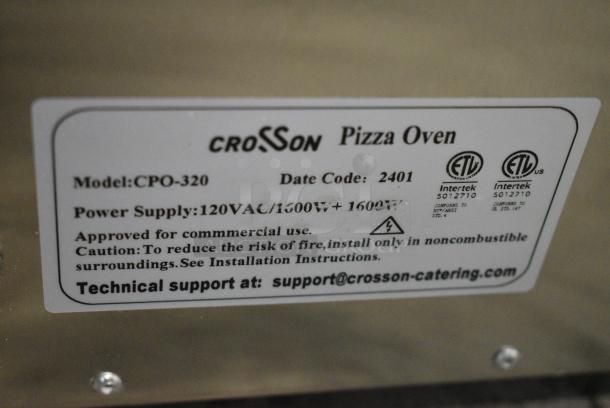 BRAND NEW SCRATCH AND DENT! 2024 Crosson CPO-320 Stainless Steel Commercial Countertop Electric Powered Double Stack Pizza Oven w/ Broken Cooking Stones. 120 Volts, 1 Phase. Tested and Working! - Image 5 of 5