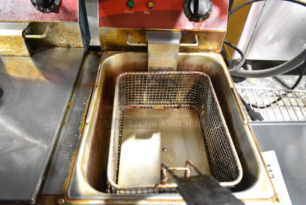 Avantco 177F102 Stainless Steel Commercial Countertop Electric Powered 2 Bay Fryer w/ 2 Metal Fry Baskets. 120 Volts, 1 Phase. - Image 3 of 5