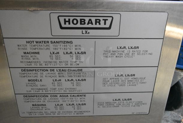 2017 Hobart LXER Stainless Steel Commercial Undercounter Dishwasher. 120/208-240 Volts, 1 Phase. - Image 3 of 5