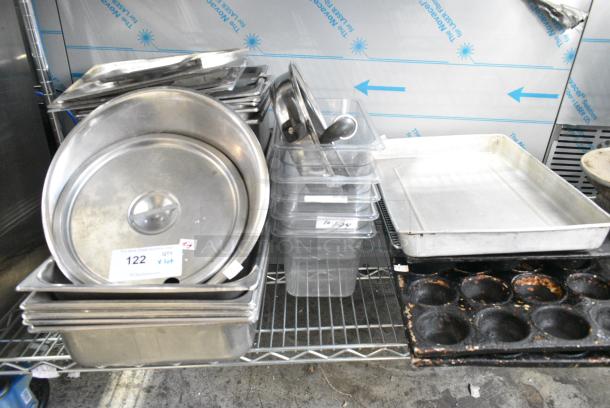 ALL ONE MONEY! Lot of Various Items Including Metal Lids, Stainless Steel Drop In Bins, Poly Drop In Bins, Muffin Baking Pans - Image 1 of 6