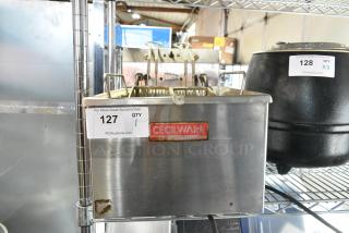 Cecilware EL120 Stainless Steel Countertop Electric Powered Fryer w/ 2 Metal Fry Baskets. 120 Volts, 1 Phase.