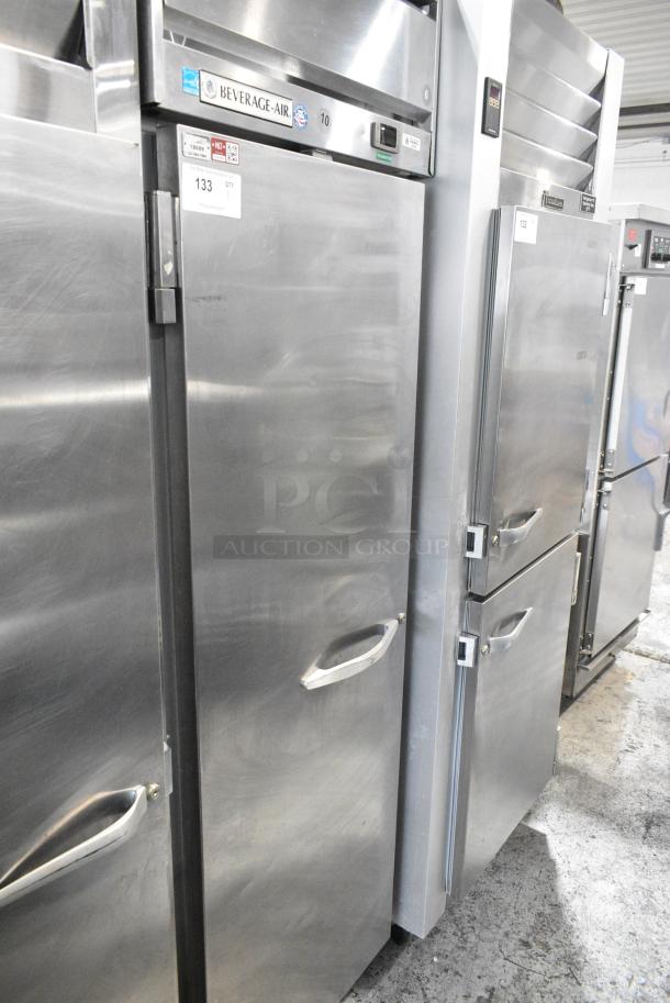 Beverage Air HR1-1S-18 Stainless Steel Commercial Single Door Reach In Cooler w/ Poly Coated Racks on Commercial Casters. 115 Volts, 1 Phase. Tested and Powers On But Does Not Get Cold - Image 1 of 6