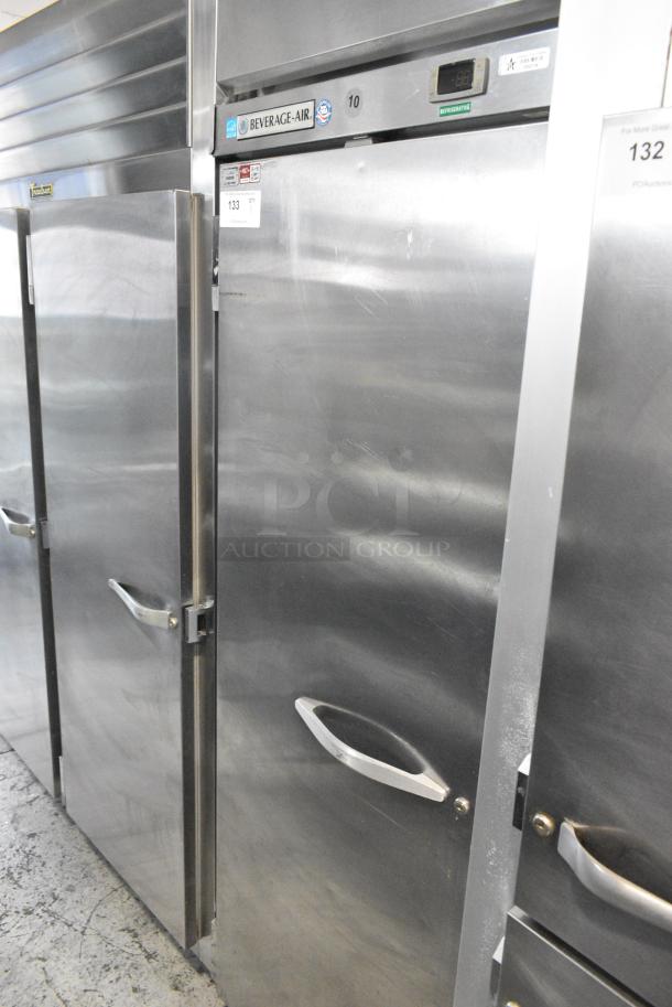 Beverage Air HR1-1S-18 Stainless Steel Commercial Single Door Reach In Cooler w/ Poly Coated Racks on Commercial Casters. 115 Volts, 1 Phase. Tested and Powers On But Does Not Get Cold - Image 2 of 6
