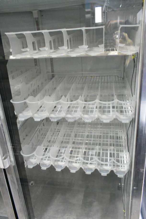 Avantco G1.2BM2F-HC Metal Commercial 2 Door Reach In Cooler Merchandiser w/ Poly Coated Racks on Commercial Casters. 115 Volts, 1 Phase. Tested and Working! - Image 3 of 6