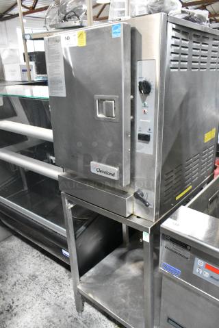 Cleveland 22CGT6.1 Stainless Steel Commercial Natural Gas Powered Single Deck Steam Cabinet on Stand. 32,000 BTU.