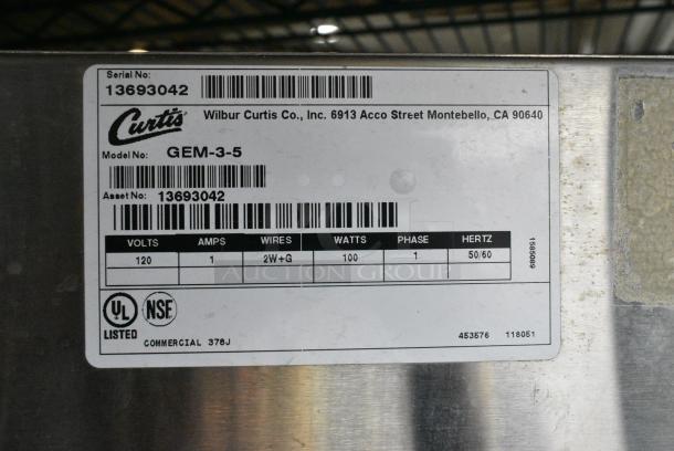 Curtis GEM-3-5 Stainless Steel Coffee Satellite Server on Stand. - Image 3 of 3