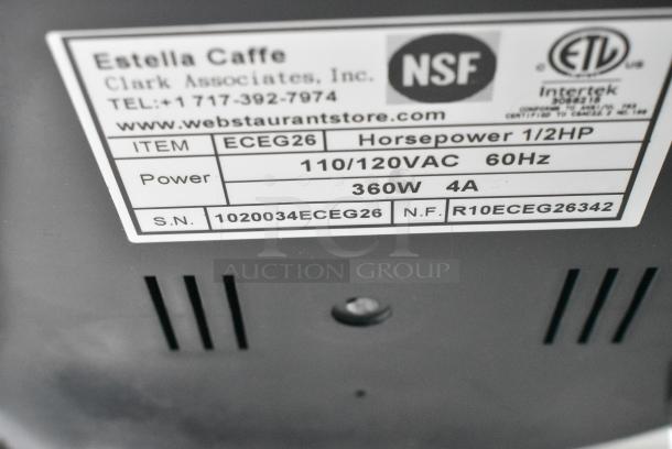 BRAND NEW SCRATCH AND DENT! Estella ECEG26 Metal Commercial Countertop Espresso Bean Grinder. 110/120 Volts, 1 Phase. Tested and Working! - Image 5 of 5
