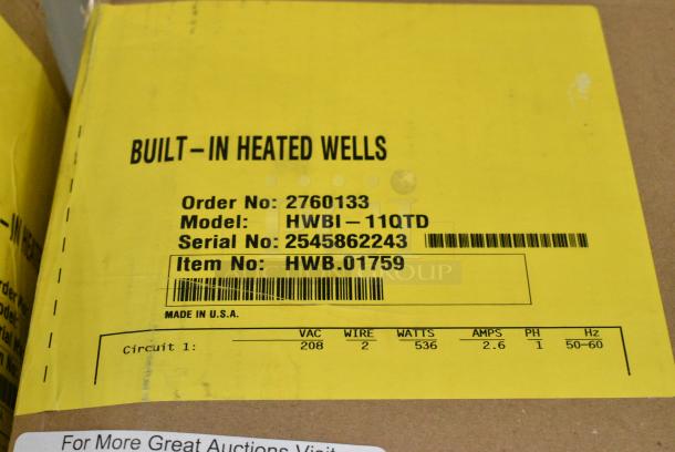BRAND NEW IN BOX! Hatco HWBI-11QTD Drop-In Heated Well. 120 Volts, 1 Phase. - Image 3 of 3