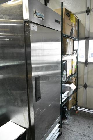 Avantco 178A19FHC Stainless Steel Commercial Single Door Reach In Freezer w/ Poly Coated Racks. 115 Volts, 1 Phase. Tested and Working!