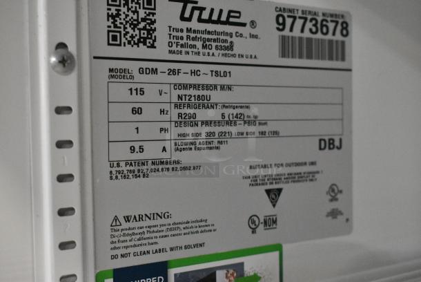 2019 True GDM-26F-HC Metal Commercial Single Door Reach In Freezer Merchandiser w/ Poly Coated Racks. 115 Volts, 1 Phase. Tested and Working! - Image 3 of 4
