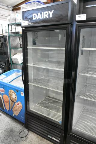 2019 True GDM-26-HC Metal Commercial Single Door Reach In Cooler Merchandiser w/ Poly Coated Racks. 115 Volts, 1 Phase. Tested and Working!
