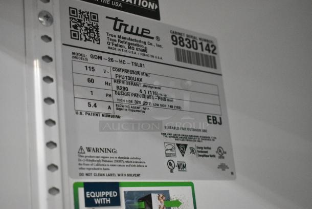 2019 True GDM-26-HC Metal Commercial Single Door Reach In Cooler Merchandiser w/ Poly Coated Racks. 115 Volts, 1 Phase. Tested and Working! - Image 3 of 4