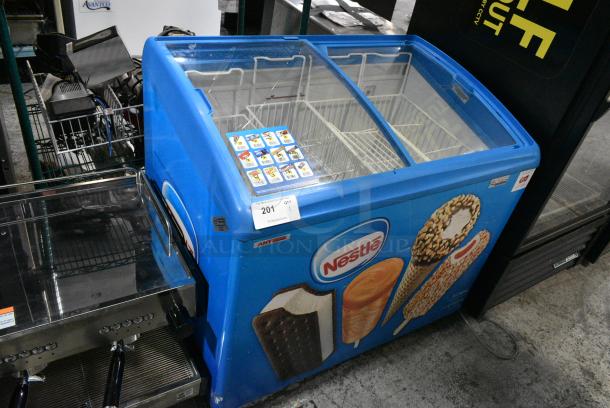 AHT RIO S 100 Metal Commercial Chest Ice Cream Freezer Merchandiser on Commercial Casters. 115 Volts, 1 Phase. Tested and Working! - Image 1 of 6
