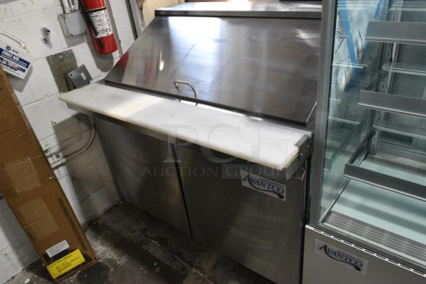 2024 Avantco 178SSPT48MHC Stainless Steel Commercial Sandwich Salad Prep Table Bain Marie Mega Top on Commercial Casters. 115 Volts, 1 Phase. Cannot Test Due To Cut Power Cord - Image 1 of 7