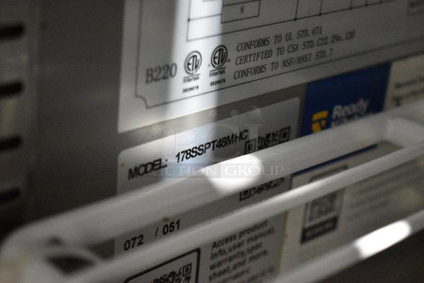 2024 Avantco 178SSPT48MHC Stainless Steel Commercial Sandwich Salad Prep Table Bain Marie Mega Top on Commercial Casters. 115 Volts, 1 Phase. Cannot Test Due To Cut Power Cord - Image 4 of 7