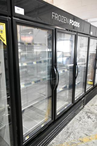 2019 True GDM-72F-HC Metal Commercial 3 Door Reach In Freezer Merchandiser w/ Poly Coated Racks. 208-230 Volts, 1 Phase. Tested and Working!