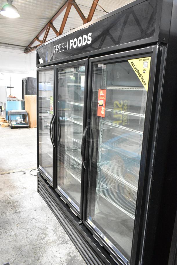 2017 True GDM-72-HC Metal Commercial 3 Door Reach In Cooler Merchandiser w/ Poly Coated Racks. 115 Volts, 1 Phase. Tested and Working! - Image 2 of 6