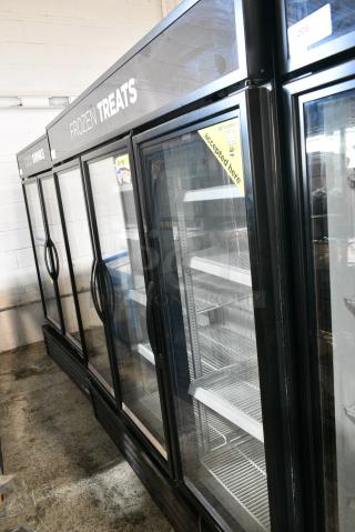 2017 True GDM-72F-HC Metal Commercial 3 Door Reach In Freezer Merchandiser w/ Poly Coated Racks. 115 Volts, 1 Phase. Tested and Working!