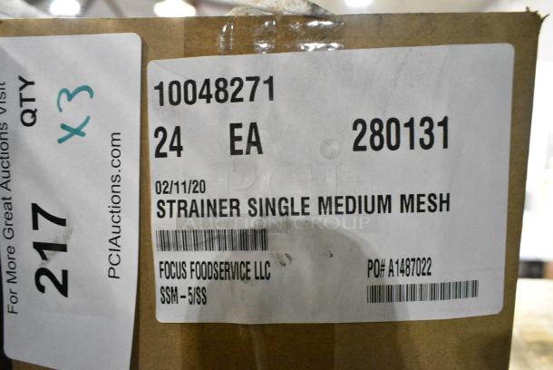 3 BRAND NEW! Boxes of 24 Focus Foodservice SSM-5/SS Strainer. 3 Times Your Bid! - Image 3 of 4