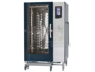 BRAND NEW! Blodgett BCT 202 Stainless Steel Commercial Natural Gas Powered Roll In Rack Full Size Combi Convection Oven w/ Rack and Touchscreen Control.