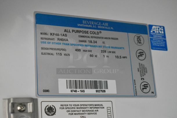 Beverage Air KF48-1AS Stainless Steel Commercial 2 Door Reach In Freezer w/ Poly Coated Racks on Commercial Casters. 115 Volts, 1 Phase. Tested and Powers On But Does Not Get Cold - Image 3 of 5