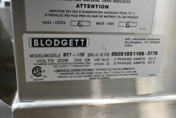 BRAND NEW! 2018 Blodgett BTT-12E Stainless Steel Commercial Electric Powered Braising Pan. 208 Volts, 1/3 Phase. - Image 6 of 7