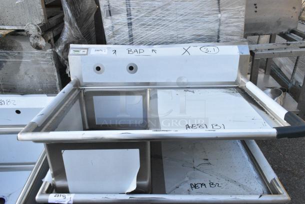 BRAND NEW SCRATCH AND DENT! Regency 600S1172324R Stainless Steel Commercial Single Bay Sink w/ Right Side Drain Board. No Legs. - Image 1 of 4