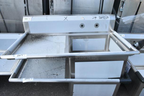 BRAND NEW SCRATCH AND DENT! Regency 600S1232324L Stainless Steel Commercial Single Bay Sink w/ Left Side Drain Board. No Legs. - Image 1 of 3