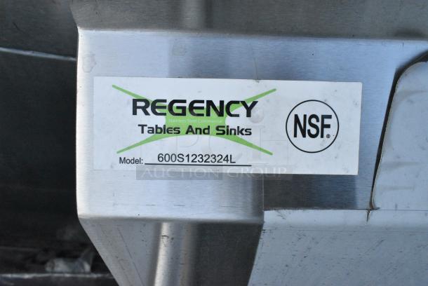 BRAND NEW SCRATCH AND DENT! Regency 600S1232324L Stainless Steel Commercial Single Bay Sink w/ Left Side Drain Board. No Legs. - Image 3 of 3