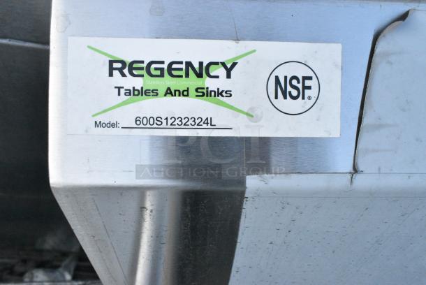 BRAND NEW SCRATCH AND DENT! Regency 600S1232324L Stainless Steel Commercial Single Bay Sink w/ Left Side Drain Board. No Legs. - Image 4 of 4