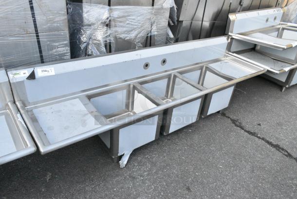 BRAND NEW SCRATCH AND DENT! Regency 600S31717218 Stainless Steel Commercial 3 Bay Sink w/ Dual Drain Board. No Legs. - Image 2 of 3