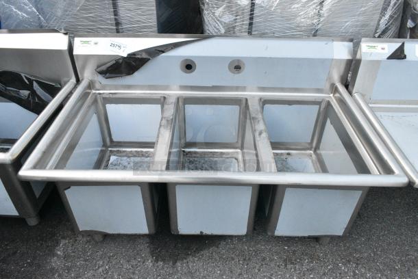 BRAND NEW SCRATCH AND DENT! Regency 600S31220 Stainless Steel Commercial 3 Bay Sink. No Legs. - Image 1 of 3