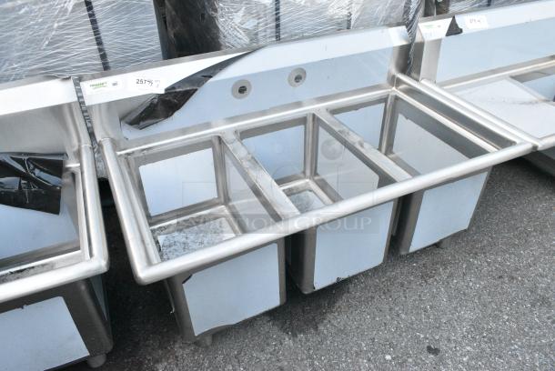 BRAND NEW SCRATCH AND DENT! Regency 600S31220 Stainless Steel Commercial 3 Bay Sink. No Legs. - Image 2 of 3