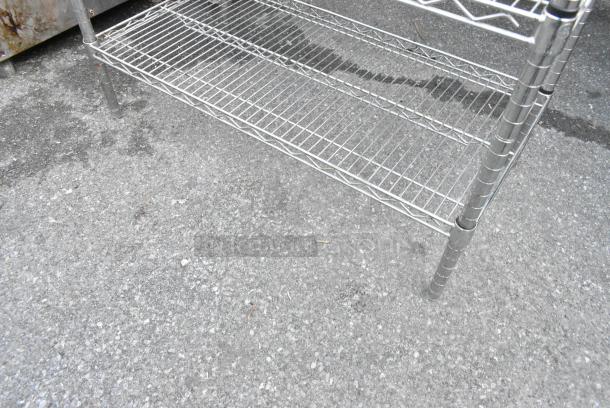 Chrome Finish 4 Tier Wire Shelving Unit. BUYER MUST DISMANTLE. PCI CANNOT DISMANTLE FOR SHIPPING. PLEASE CONSIDER FREIGHT CHARGES. - Image 3 of 3